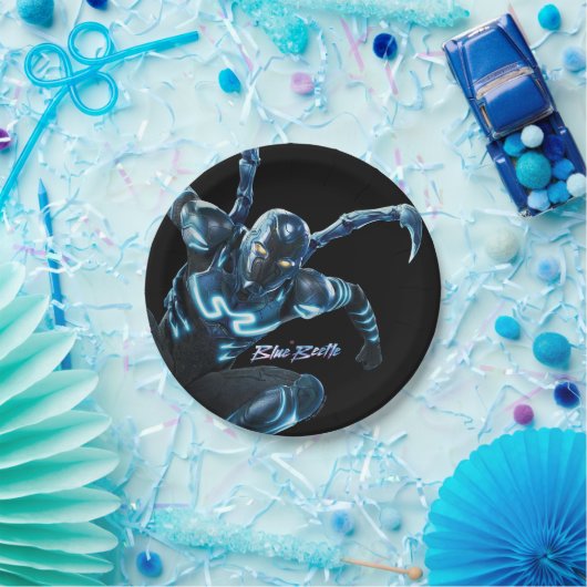 Assiettes En Carton Bleu Beetle Leaping Caractère Art (Fête)