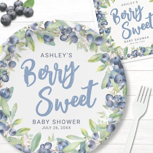 Assiettes En Carton Bleu Berry Baby shower doux