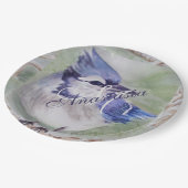 ASSIETTES EN CARTON BLEU BIRD BOND HAPPINESS MONOGRAM PARTI (Angle)