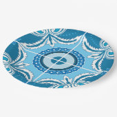 Assiettes En Carton 💙 bleu 🤍 blanc (Angle)