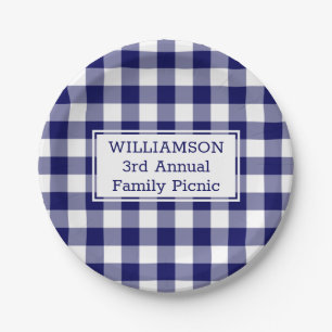 Assiettes En Carton Bleu Blanc Buffalo Vérifiez Votre Nom Famille Piqu
