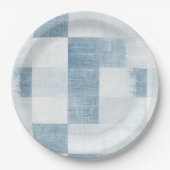 Assiettes En Carton Bleu Blanc Denim Jean Stripes Anniversaire (Devant)
