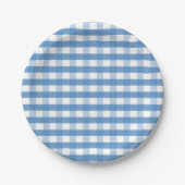 Assiettes En Carton Bleu blanc en vichy papier (Devant)
