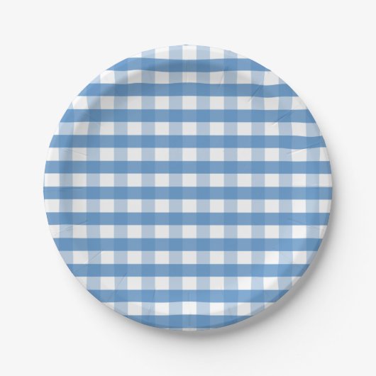 Assiettes En Carton Bleu blanc en vichy papier (Devant)