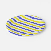 Assiettes En Carton Bleu, blanc et jaune (Angle)