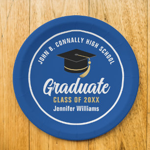 Assiettes En Carton Bleu Blanc Graduate Custom 2025 Graduation Party