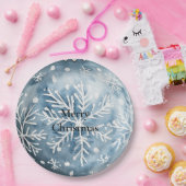 Assiettes En Carton Bleu Blanc Noël Snowflakes Ornements (Fête)