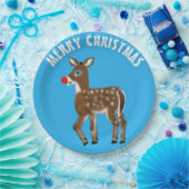 Assiettes En Carton Bleu Blanc rennes de Noël (Fête)