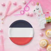 Assiettes En Carton Bleu Blanc & Rouge Frappe à rayures (Fête)