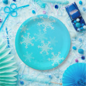 Assiettes En Carton Bleu Blanc Snowflakes minimaliste Noël (Fête)