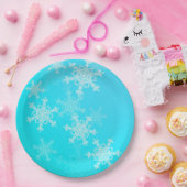 Assiettes En Carton Bleu Blanc Snowflakes minimaliste Noël (Fête)