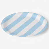 Assiettes En Carton Bleu, Blancs, Motif rayé (Angle)