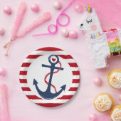 Assiettes En Carton Bleu bleu bleu marine Ancre Océan (Fête)