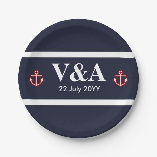 Assiettes En Carton Bleu Bleu Bleu Marine Marine (Devant)