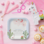 Assiettes En Carton Bleu Boho Arch Cactus Jouets Baby shower garçon (Fête)