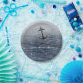 Assiettes En Carton Bleu Bois Élégant Nautique Plage Fête de mer Perso (Fête)