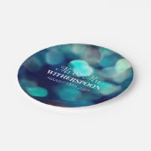 Assiettes En Carton Bleu bokee effet léger papier de mariage (Angle)