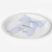 Assiettes En Carton Bleu Bow Coquette 1er anniversaire (Angle)