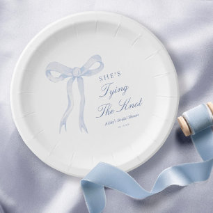 Assiettes En Carton Bleu Bow Elle Attache La Fête des mariées Du Noeud
