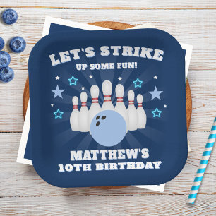 Assiettes En Carton Bleu Bowling de la Marine du garçon Anniversaire