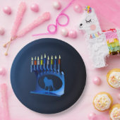 Assiettes En Carton Bleu brillant Chanukkah Menorah (Fête)