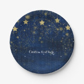 Assiettes En Carton Bleu brillant et Gold Starry Celestin Party (Devant)