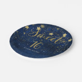 Assiettes En Carton Bleu brillant et or étoile Sweet 16 Partie (Angle)