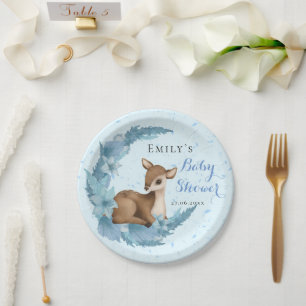 Assiettes En Carton Bleu Brown Bambi Fleurs demi-lune Poussière bébé g