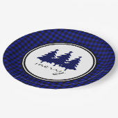 Assiettes En Carton Bleu Buffalo Check Pine Trees Plaque de papier (Angle)