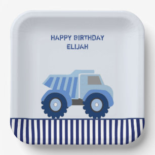 Assiettes En Carton Bleu Camion sur mesure Plaques de papier d'anniver