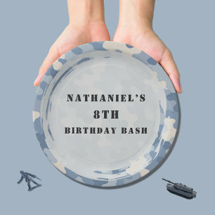 Assiettes En Carton Bleu Camo Militaire Anniversaire