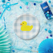 Assiettes En Carton Bleu canard en caoutchouc En vichy Motif (Fête)
