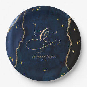 Assiettes En Carton Bleu Céleste Quinceanera Étoiles de Minuit Lune