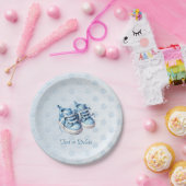 Assiettes En Carton Bleu Chaussures Bébé Plaque en Papier (Fête)