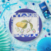 Assiettes En Carton bleu citron mahjong (Fête)