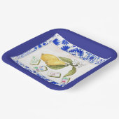 Assiettes En Carton bleu citron mahjong (Angulaire)