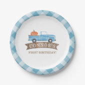 Assiettes En Carton Bleu CITROUILLE Camion Anniversaire Automne 1er An (Devant)