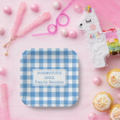 Assiettes En Carton Bleu clair Blanc Buffle Chèque Réunion de famille (Fête)