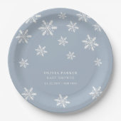 Assiettes En Carton Bleu clair Boho Hiver Snowflake Baby shower (Devant)
