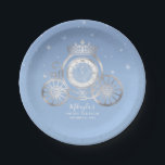 Assiettes En Carton Bleu clair et argent Cinderella Princess Anniversa<br><div class="desc">Créez vos propres belles plaques personnalisées bleu clair et argent pour une soirée à thème Cendrillon. Le design du conte de fées réalisé avec de l'art original par Raphaela Wilson présente une horloge à cheval citrouille en argent imitation métallique avec des papillons, une couronne et des étincelles de lumière de...</div>