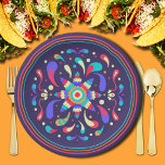 Assiettes En Carton Bleu coloré Fiesta<br><div class="desc">Fêtez votre anniversaire de fête mexicaine avec ce design coloré amusant sur de belles plaques en papier bleu foncé. CORRESPONDANCE d'objets dans notre collection.</div>