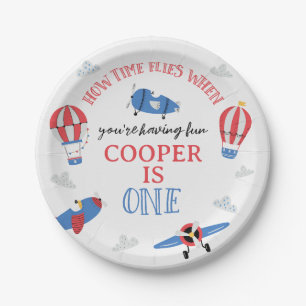 Assiettes En Carton Bleu Comment le temps vole Avion 1er Anniversaire 