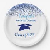 Assiettes En Carton bleu confetti 2025 - Félicitations (Devant)