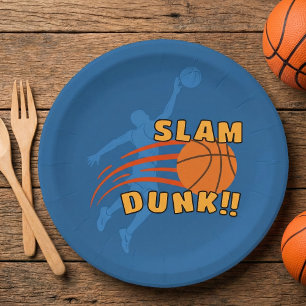 Assiettes En Carton Bleu Cool Basketball Slam Dunk Anniversaire
