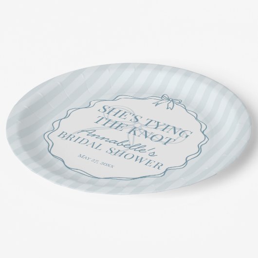 Assiettes En Carton Bleu Coquette Bow Pastel Fête des mariées Brunch (Angle)