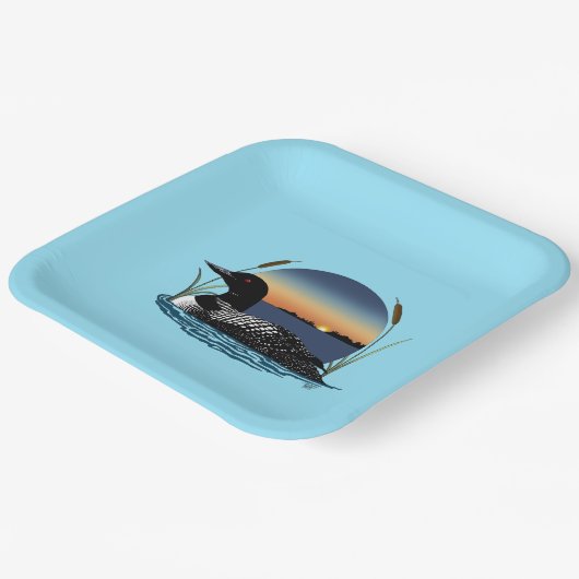 Assiettes En Carton Bleu couché de soleil (Angulaire)