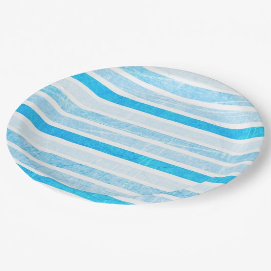 Assiettes En Carton Bleu Cracker Papier rayé Grandes Plaques Papier (Angle)
