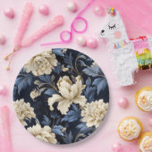 Assiettes En Carton Bleu & Crème Floral Peony (Fête)