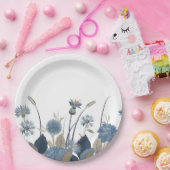 Assiettes En Carton Bleu Dahlias Cornflower (Fête)