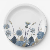Assiettes En Carton Bleu Dahlias Cornflower (Devant)